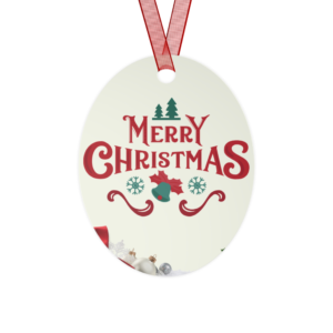 Oval Merry Christmas Metal Ornament — Short Inspirational Christmas Keepsake